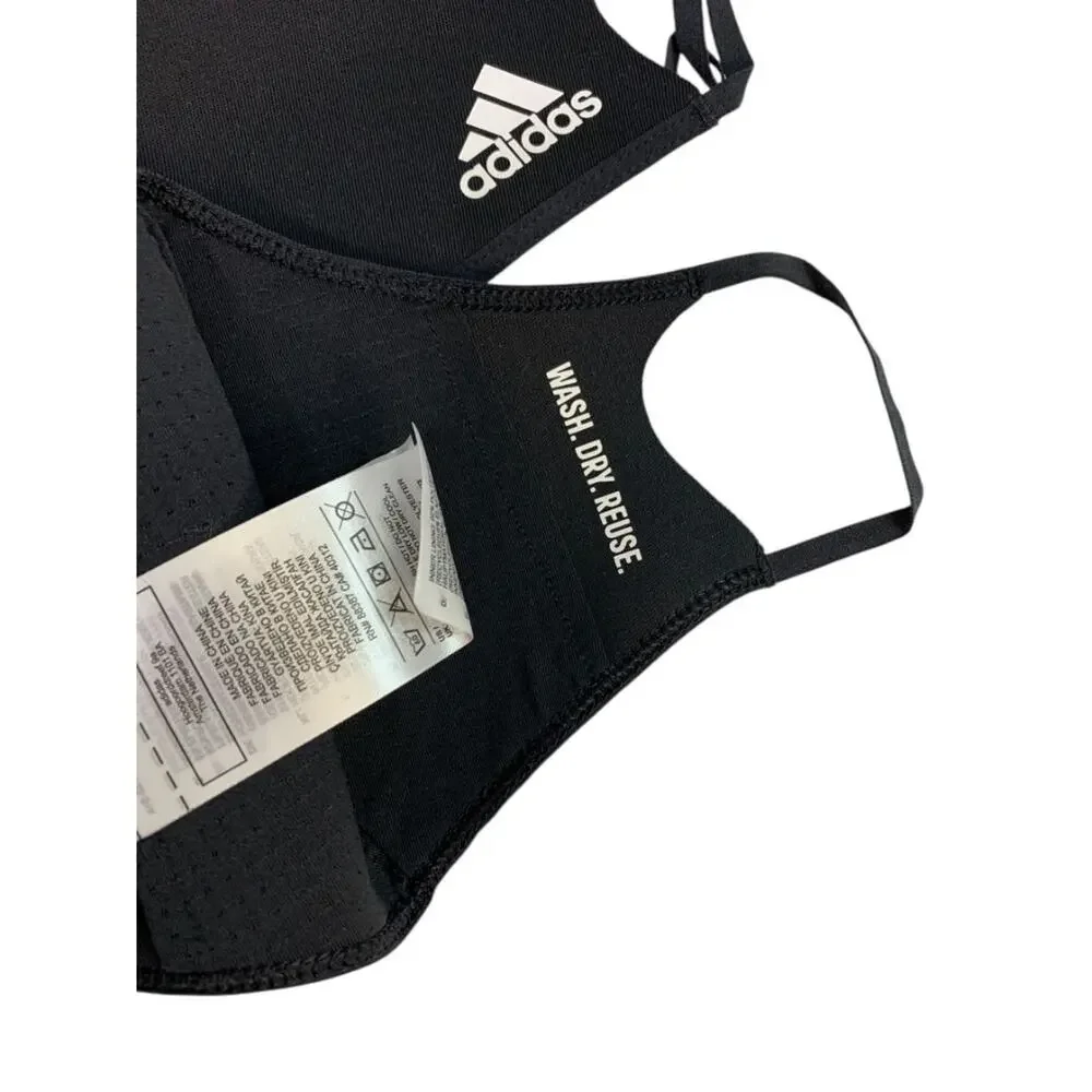 Pack of 4 New Adidas Face Covers Adult Black H08836 Washable